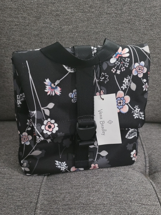 Vera Bradley Other - Vera Bradley Black Floral Lunch PAck with Pink & Blue Accents